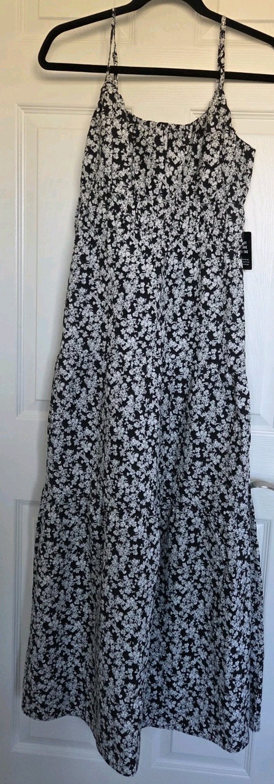 Express Floral Tiered Poplin Maxi Dress Spaghetti Strap Size XS
