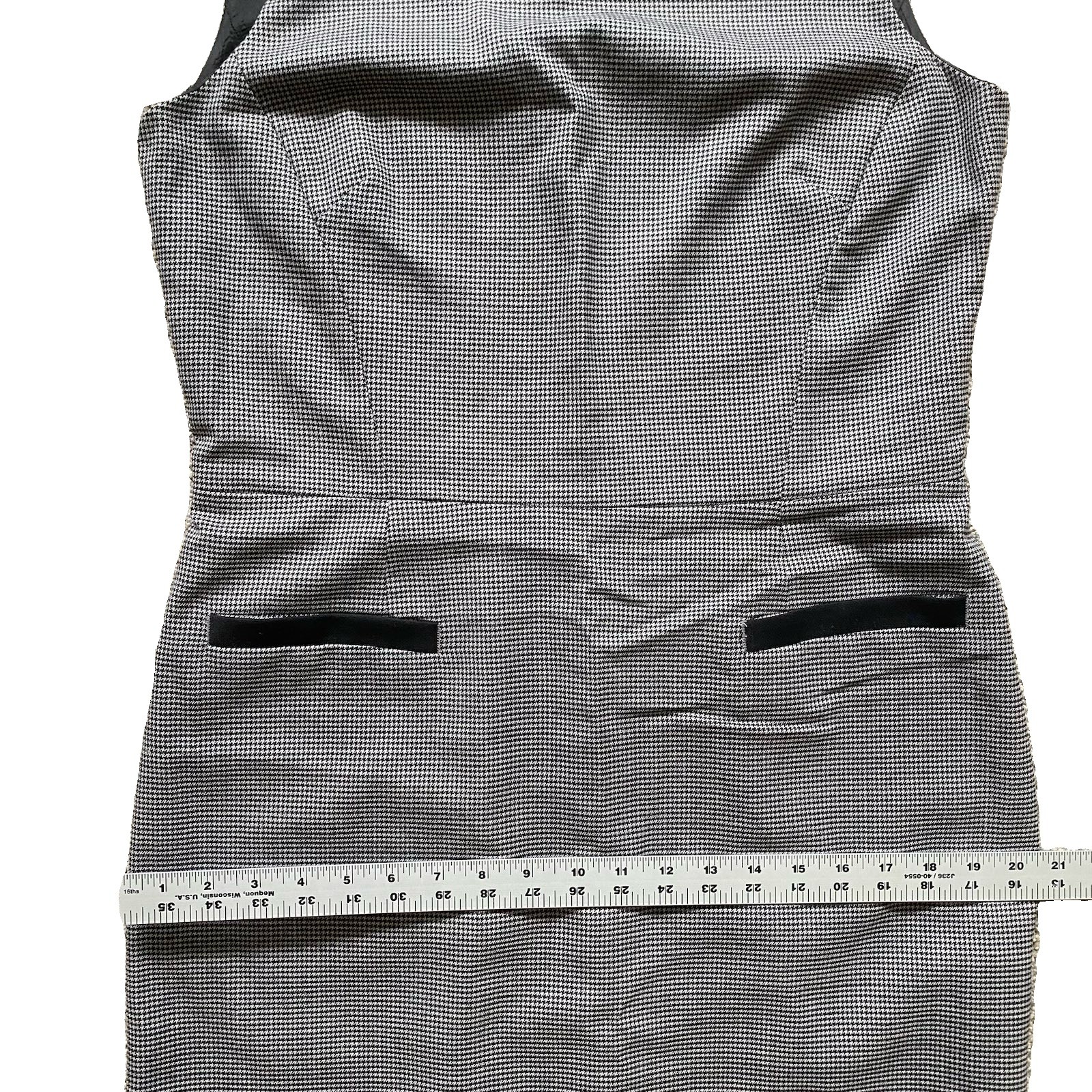 Brooks Brothers Houndstooth Gray Sheath Dress 12 Wool Sleeveless Classic Office