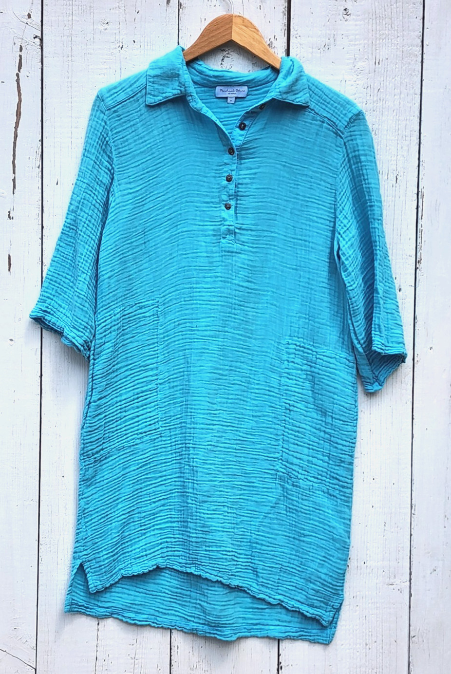 Michael Stars Women Light Blue Cecily Cotton Gauze Crinkle Dress Sz S
