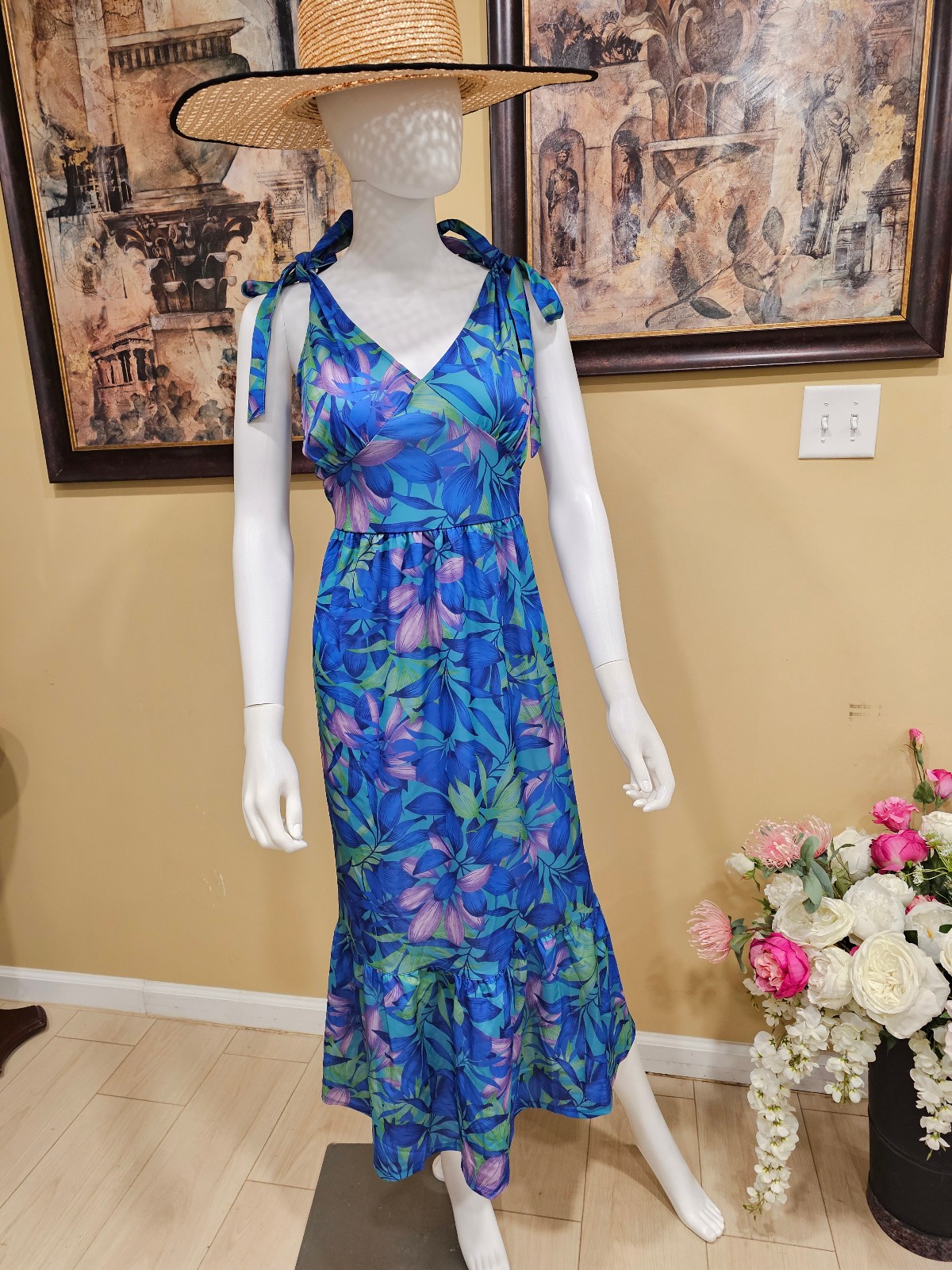 Caribbean Joe Women’s Tropical Paradise Print Resort Casual Vacation Dress SZ XL