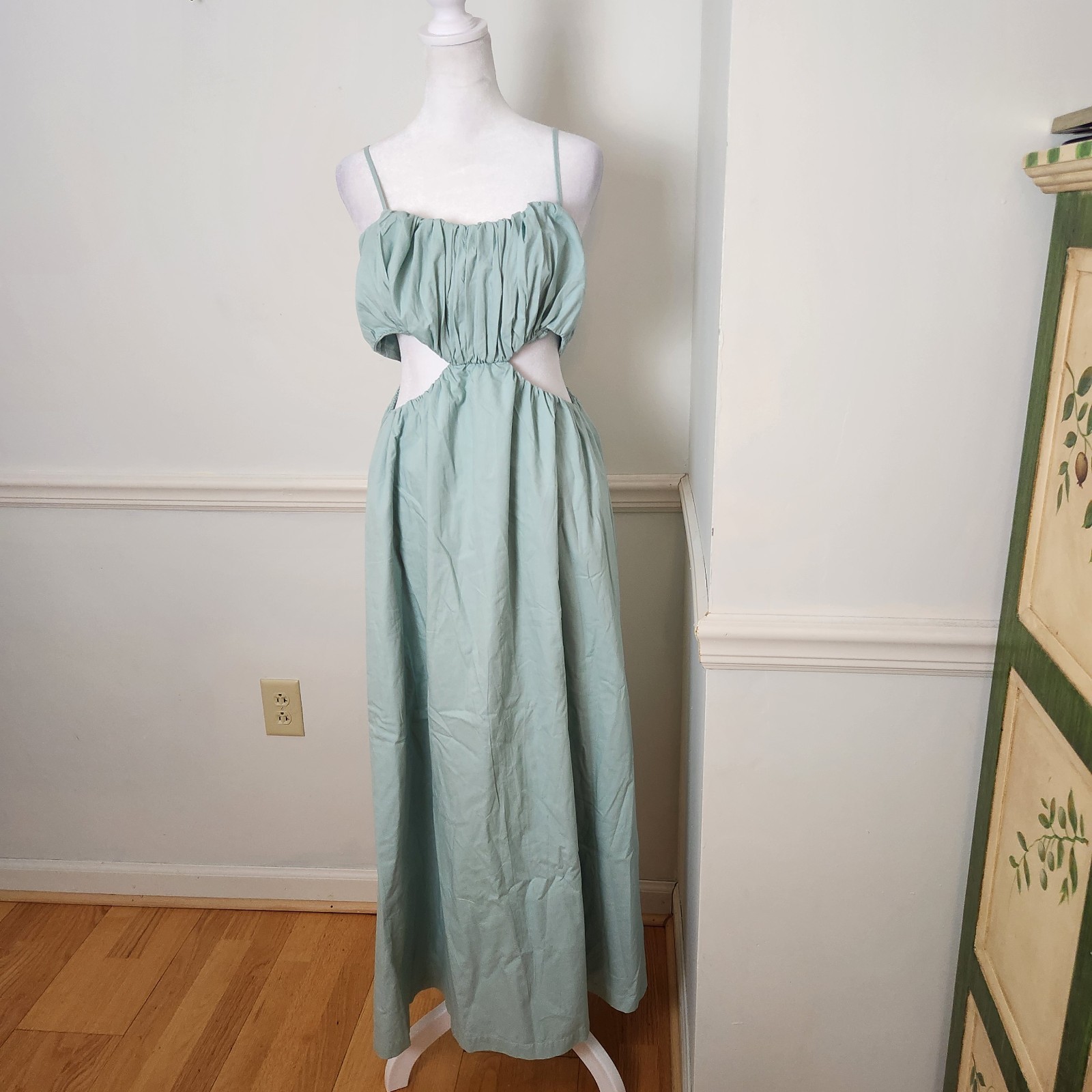 NWD Abercrombie And Fitch Dress Size Large Womens Maxi Cut Out Bubble Top Blue
