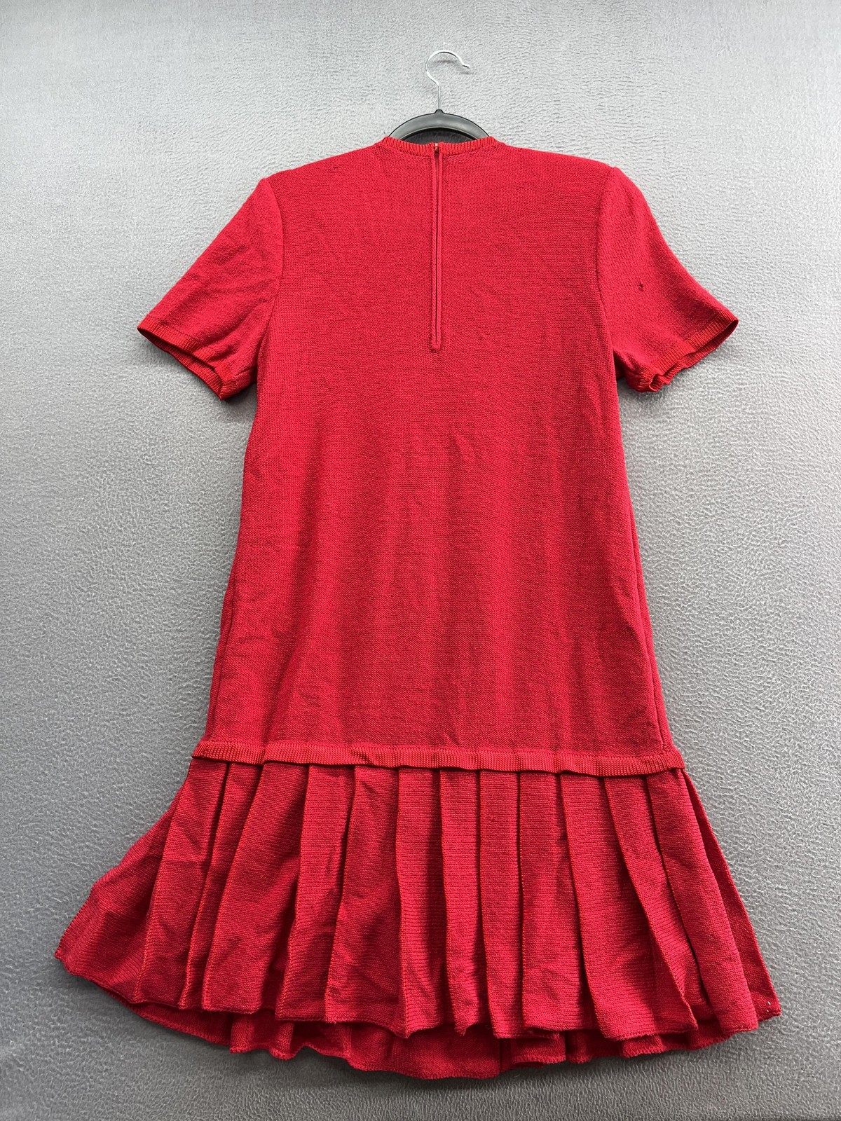 VINTAGE Steve Fabrikant Neiman Marcus Dress Petite Red Wool Knit Drop Waist 80s