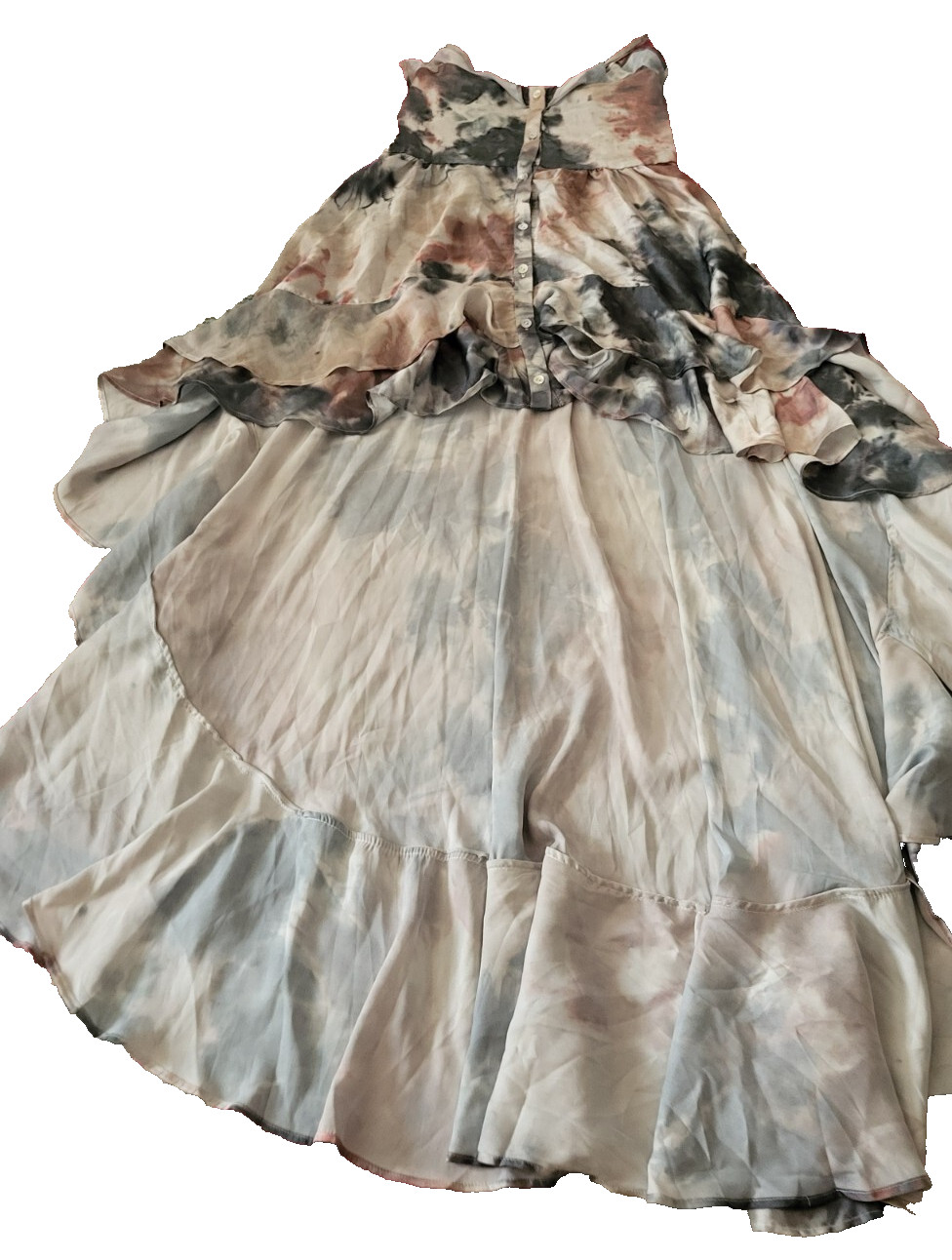 Womens tie dye Suki So soft high low boho festival slip dress grays M L romantic