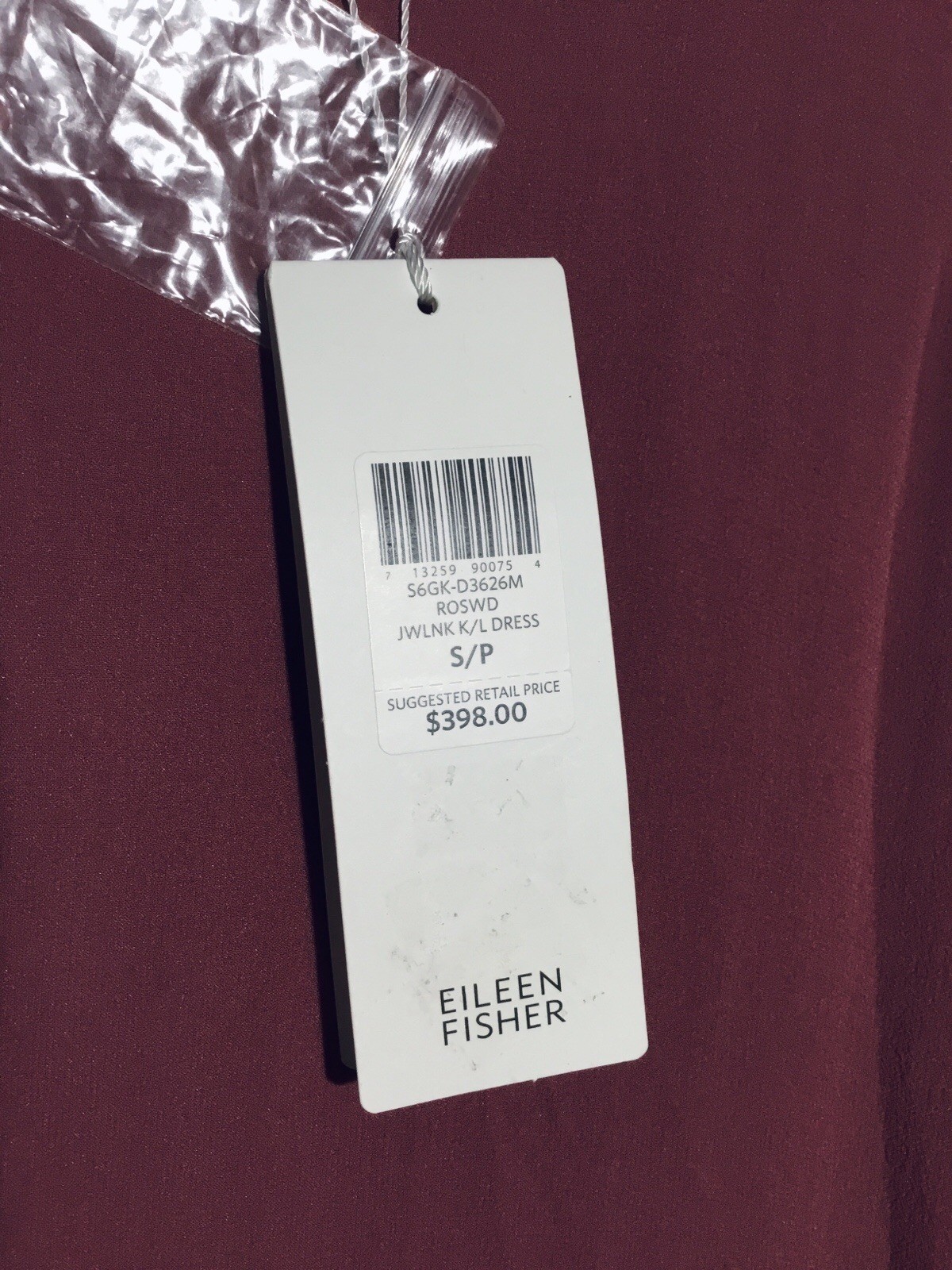 NEW Eileen Fisher Stretch 100% Silk Jersey Shift Tank Dress S Dusty Rose Berry