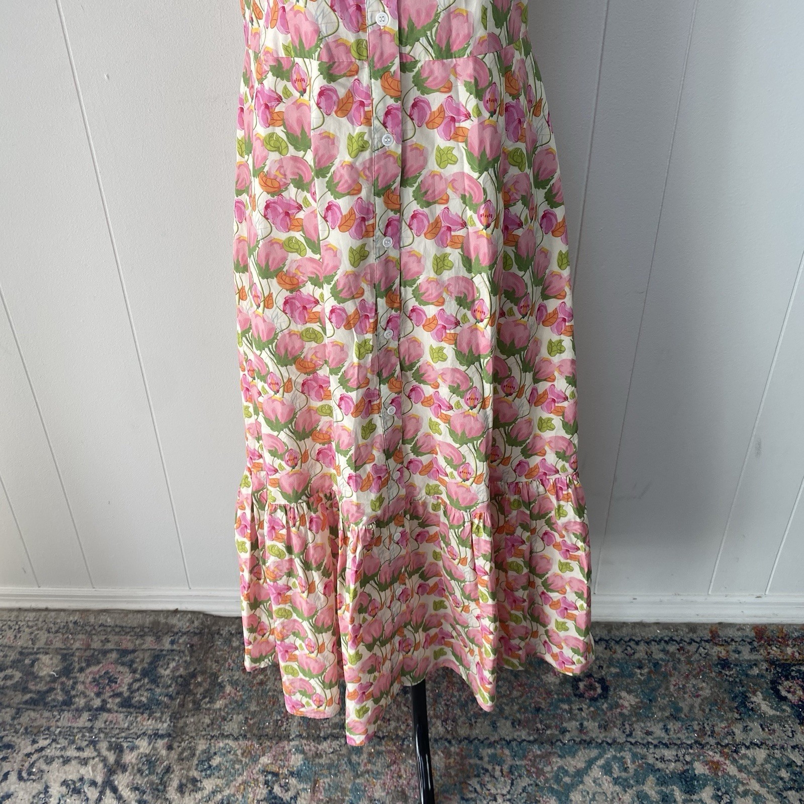 Hyacinth House Tukernuck Pink Tulip Floral Tess Maxi Dress Size XXS High Neck