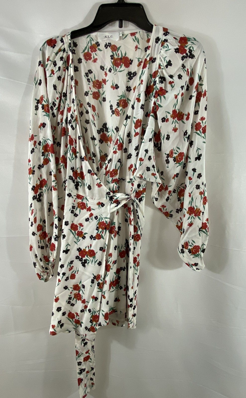 A.L.C. Women’s White Floral Silk Renzo Mini Dress Long Sleeve Sz 4