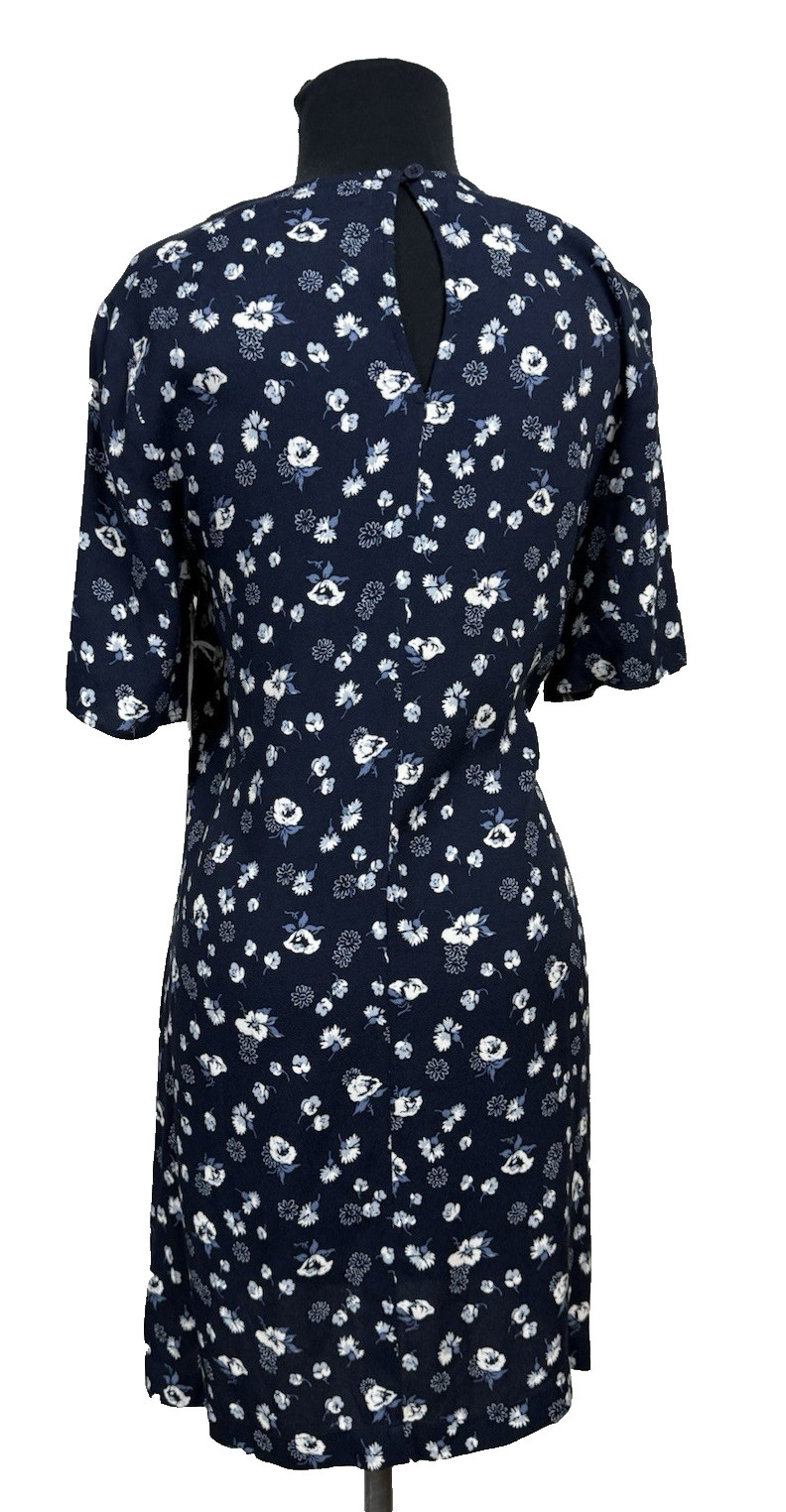 Reformation Beth Dress Blue Floral Mini Keyhole Button Back Shift XS Moody