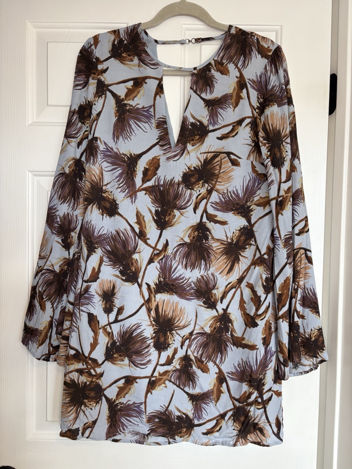 Kimchi Blue Floral Mini Long Sleeve Dress Women’s Size Large Blue