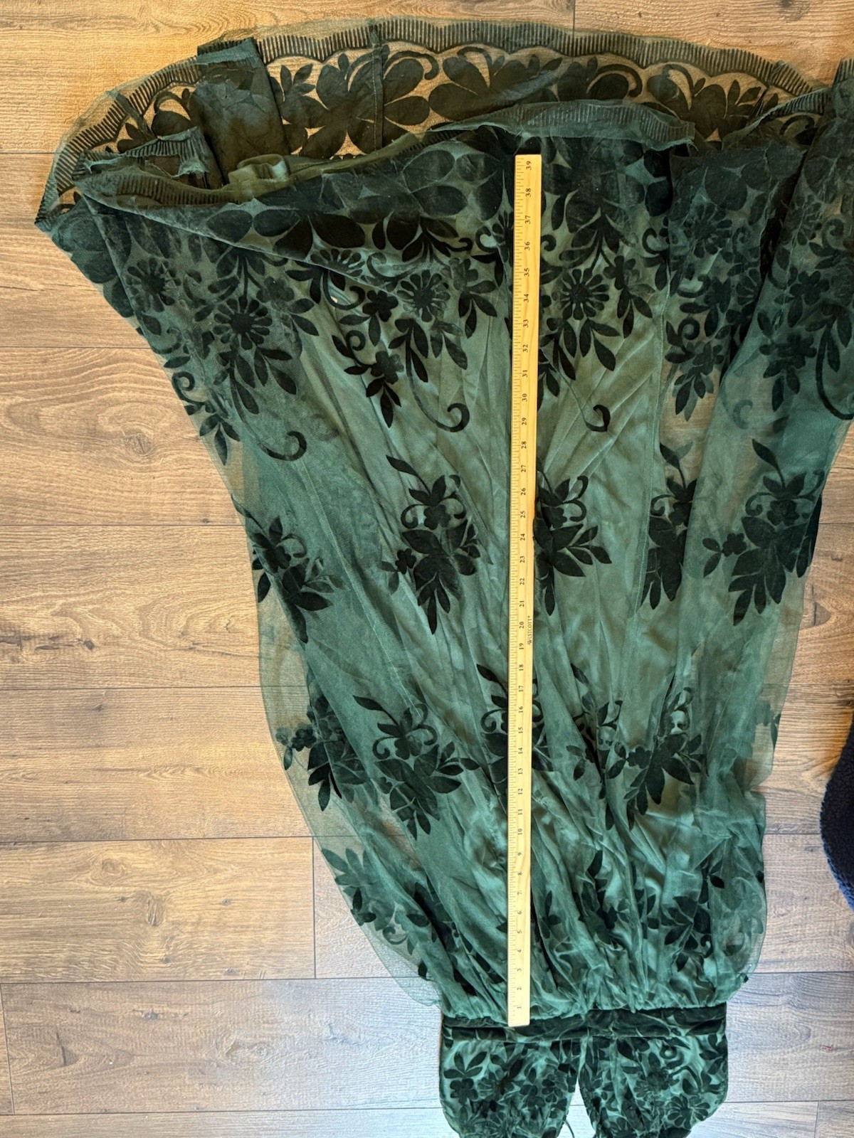Windsor Forrest Fairy Green Velvet Floral Burnout Maxi Dress S Mesh Gown V Neck