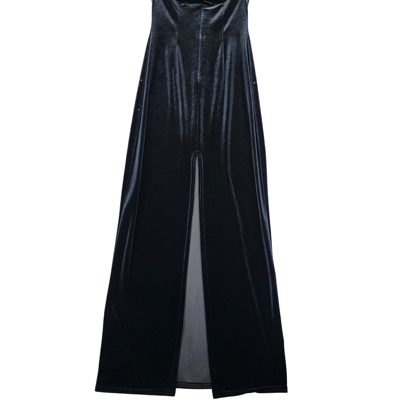 Scott McClintock Millennium 2000 Black Velvet Rhinestone Halter Gown Size 2 Y2K