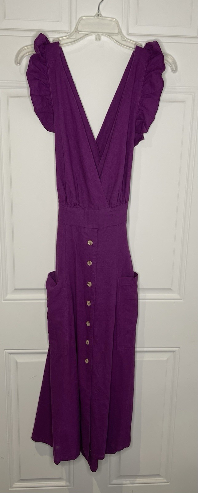Happy x Nature Womens S Purple Linen Nature Garden of Eden Serene Midi Dress NWT