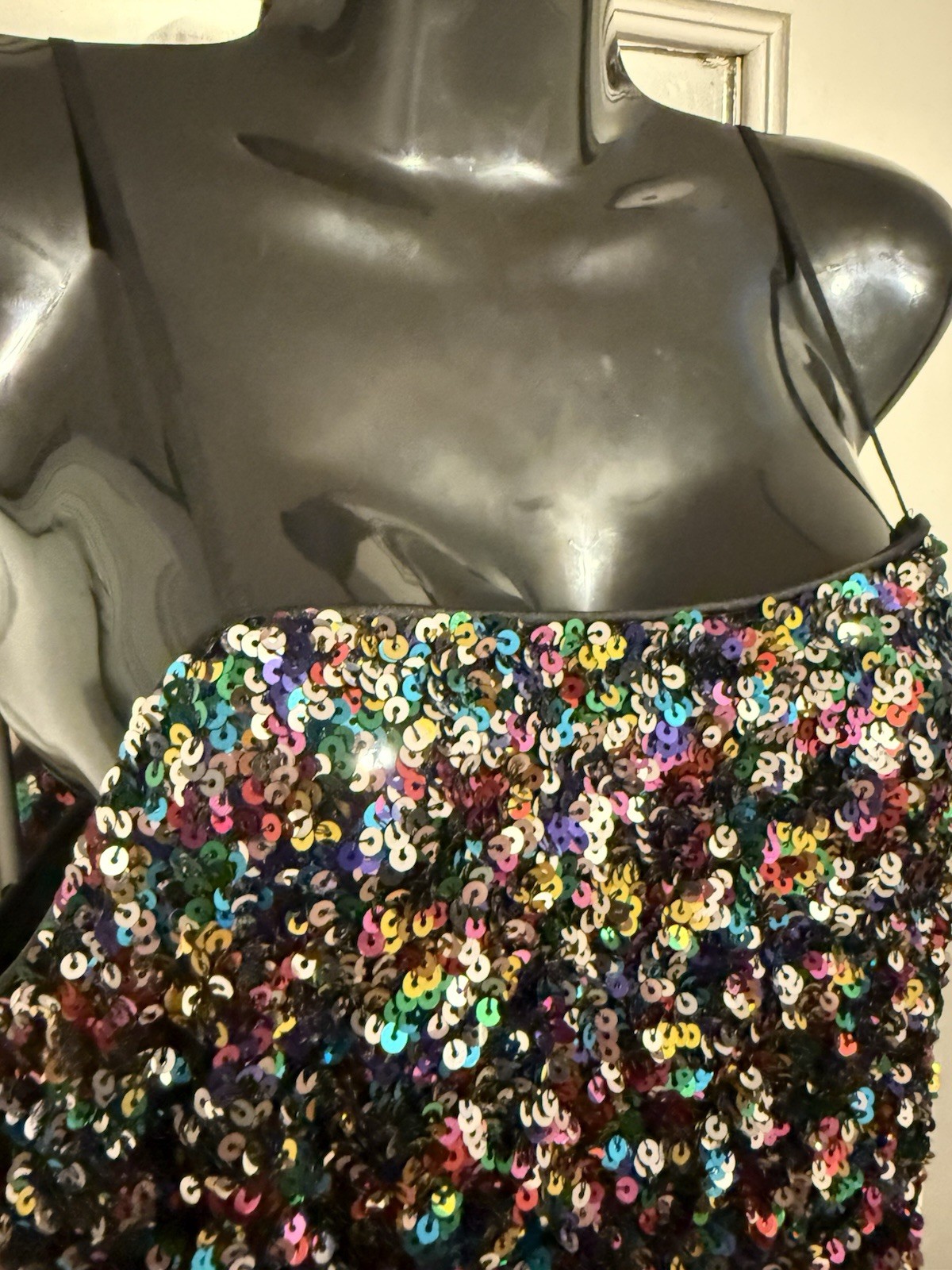 Endless Rose Confetti Rainbow Sequin Spaghetti Strap Mini Party Dress S