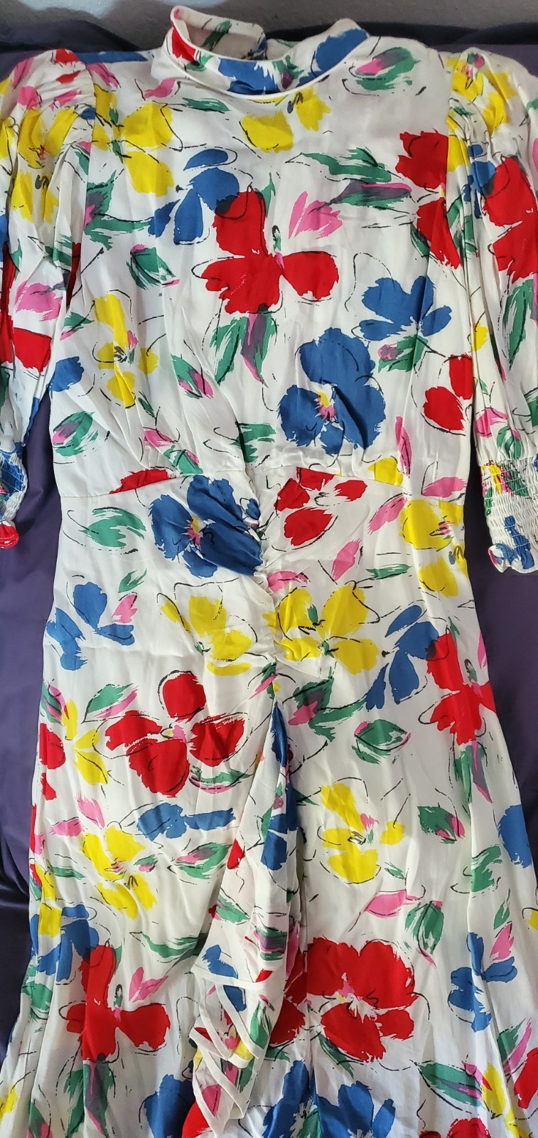 Rixo x Target Sz 6 White Floral Midi Dress Bold Maximalist Artsy Dopamine Resort