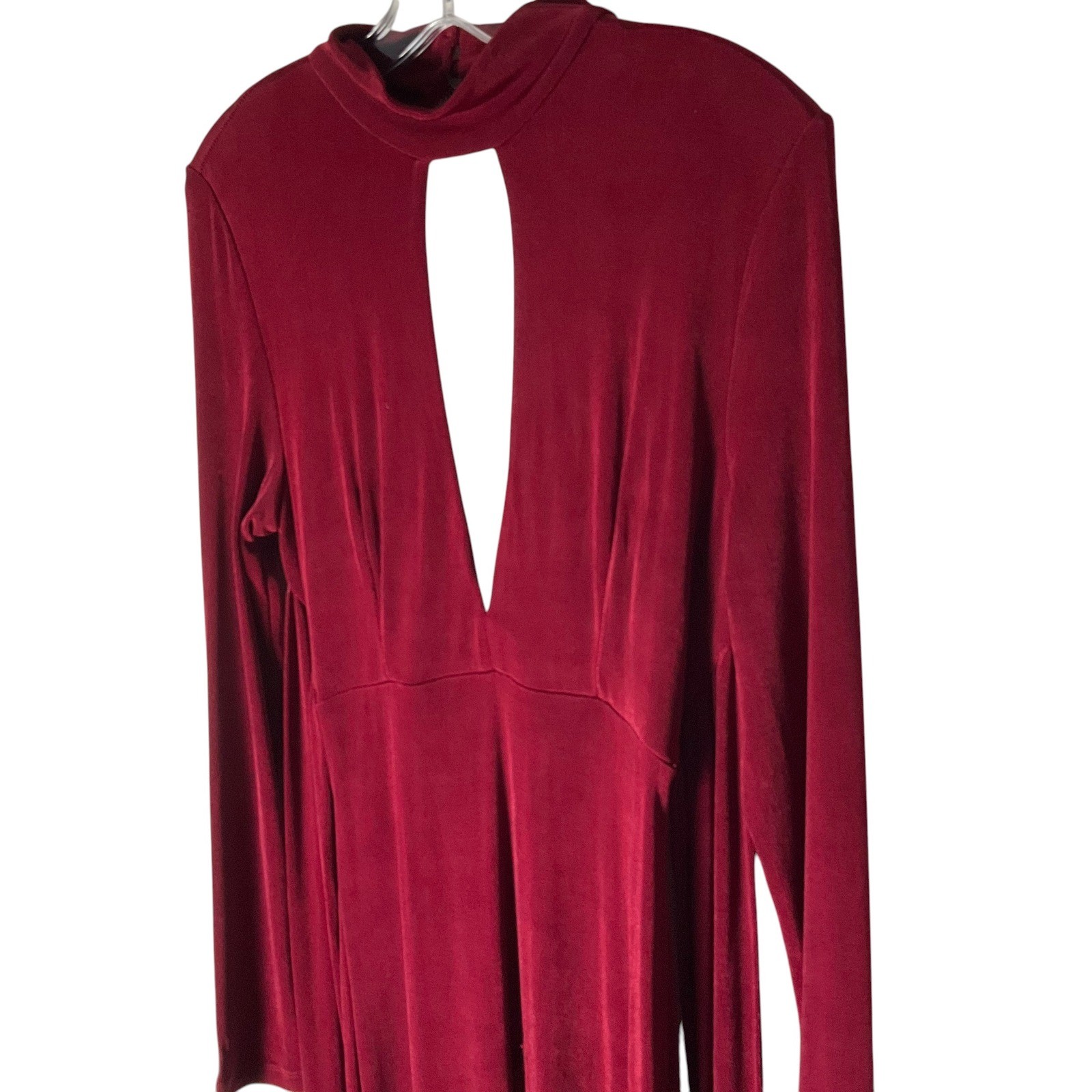 Bardot Ellis Maxi Dress Long Sleeve Backless Burgundy Sz Medium *READ FLAW*