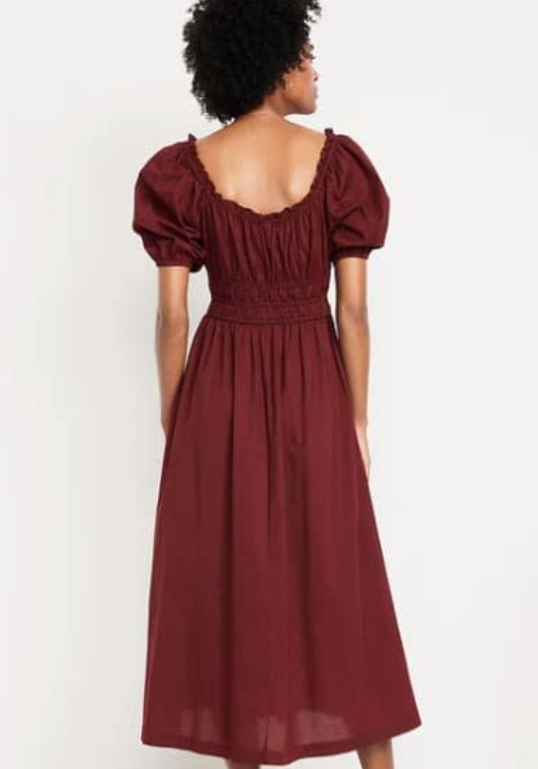 NWT Old Navy Fit & Flare Puff-Sleeve Midi Dress Size M/T In Clove
