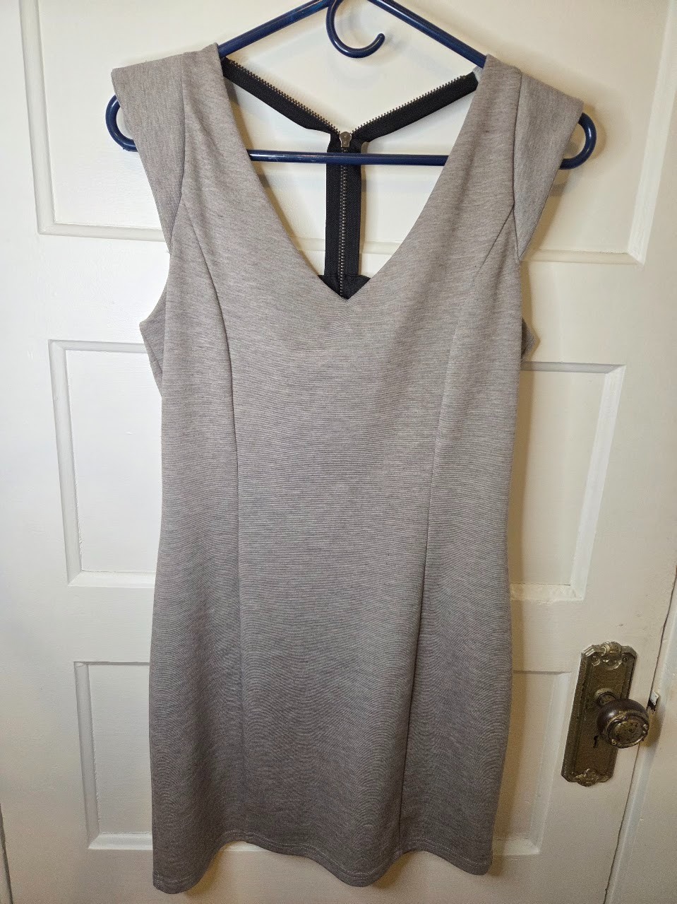 Plastic Islands Grey Mini Dress with Black Ribbing – Size M / US 6