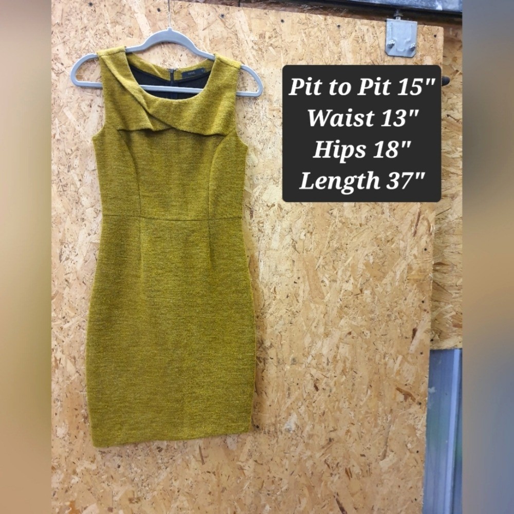 THML Small Mustard Angora Poly Blend Mini Wiggle Pencil Business Casual Dress