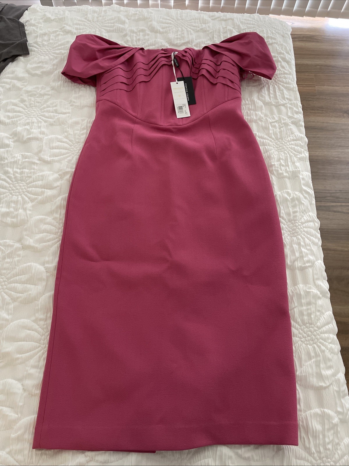Rebecca Vallance Rose Pink Off Shoulder Dress Size 16