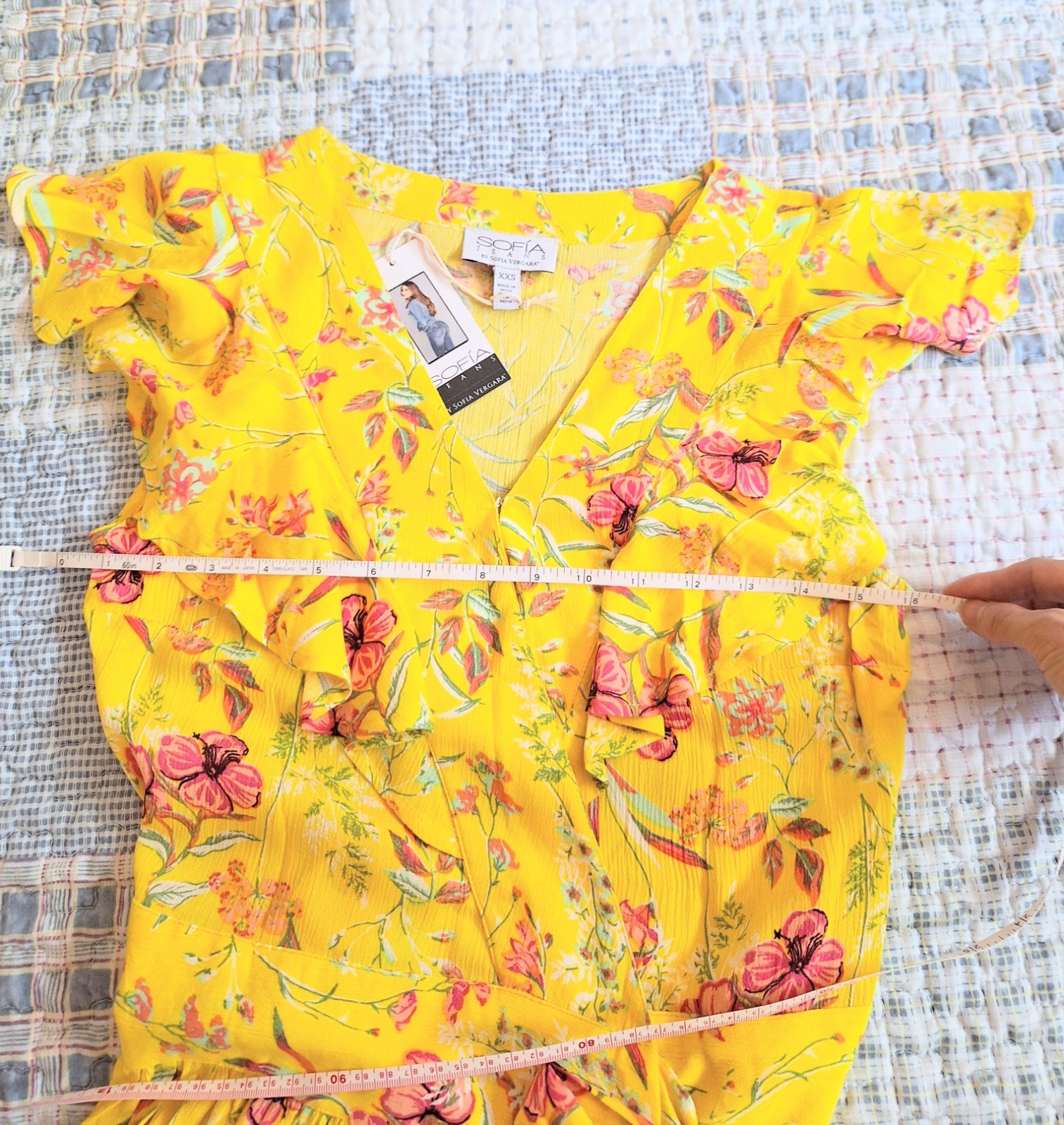 NWT SOFIA Yellow Floral Wrap Dress