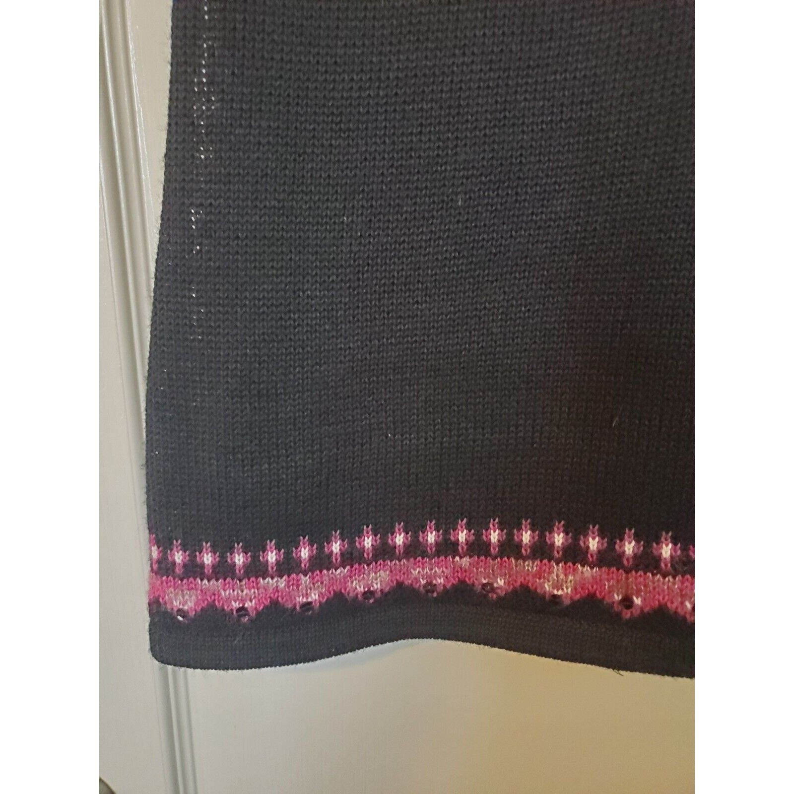 American Rag Cie Black Purple Knit Cap Sleeve Pullover Sweater Dress, Size Small