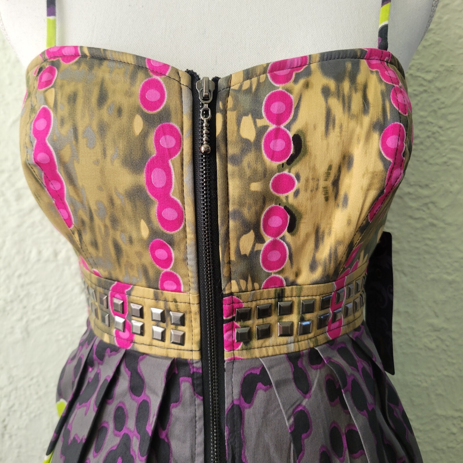 Kouture By Kimora Mini Dress Size Medium M Front Zipper Spaghetti Strap
