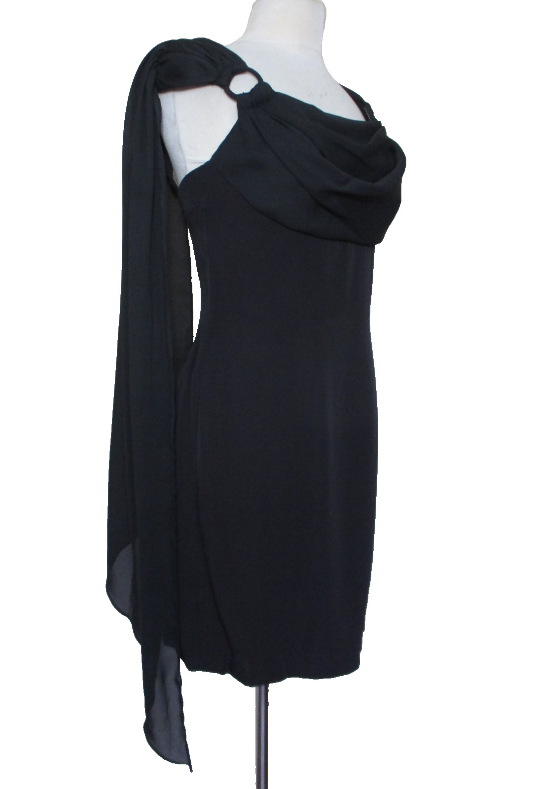 Vintage 90s Rampage Black Chiffon Sheer Cape Cocktail Dress NWT S/M Women