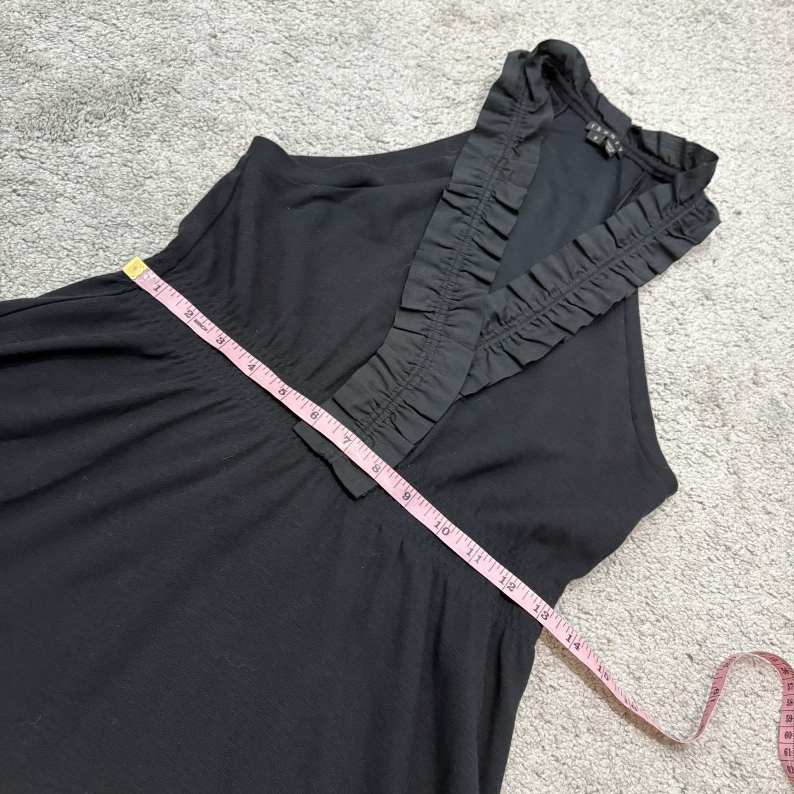 Theory Black Lavene Ruffle Neck Halter Dress Wool Blend Size S