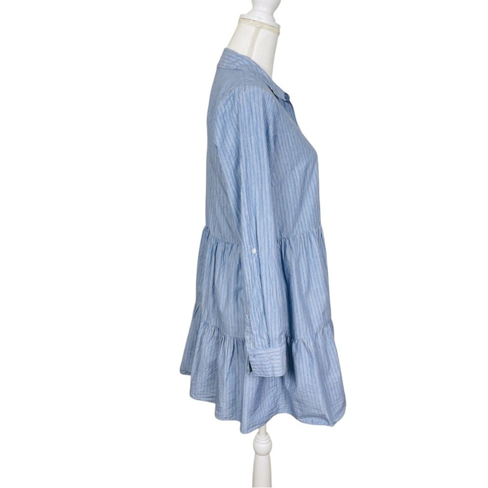 VERONICA BEARD Jemila Tiered Cotton Mini Shirt Dress