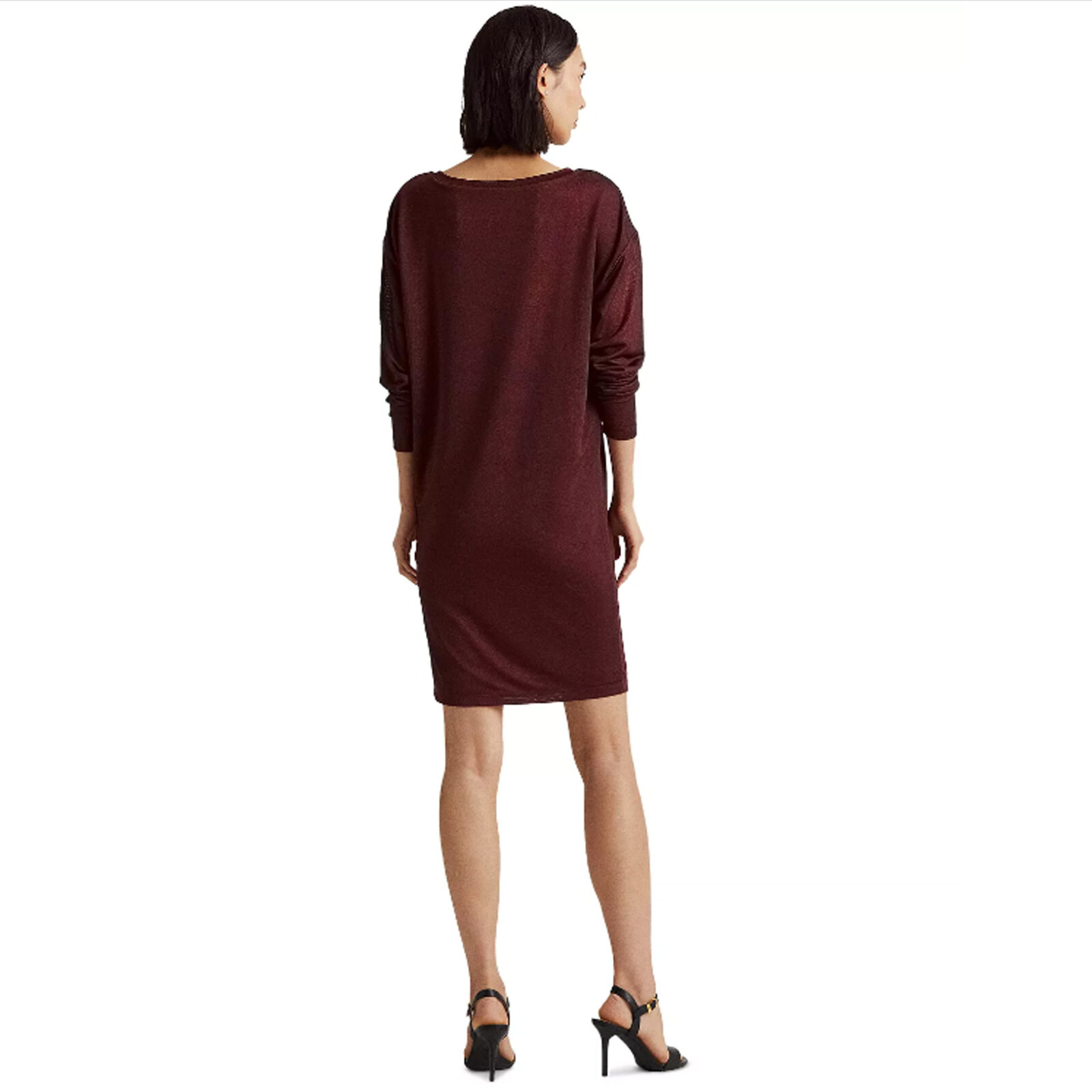 Ralph Lauren Large Solid Burgundy Red Shimmer Jersey Shift Dress Oversized B33