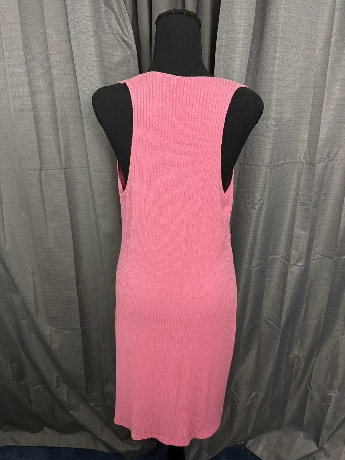 Reformation Paso Ribbed Knit Tank Dress Womens XL Pink Button Front Loungewear