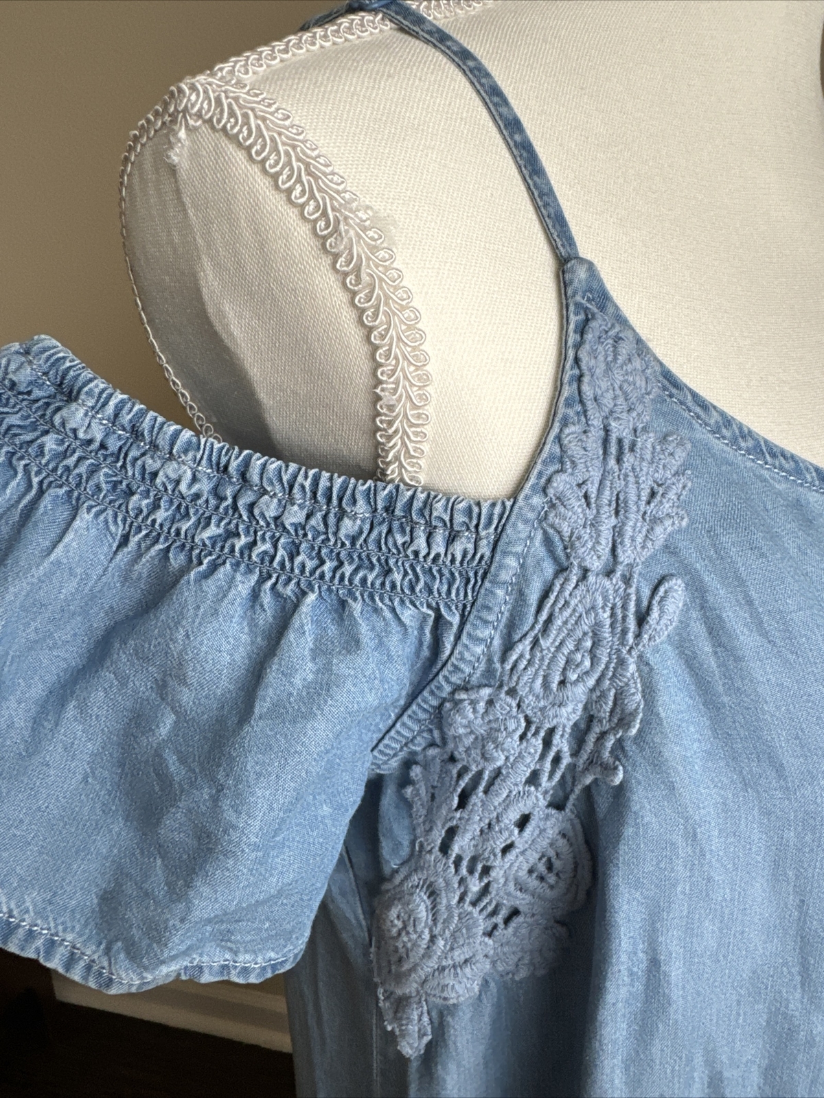 Jessica Simpson Denim Chambray Cold Shoulder Dress Size Large