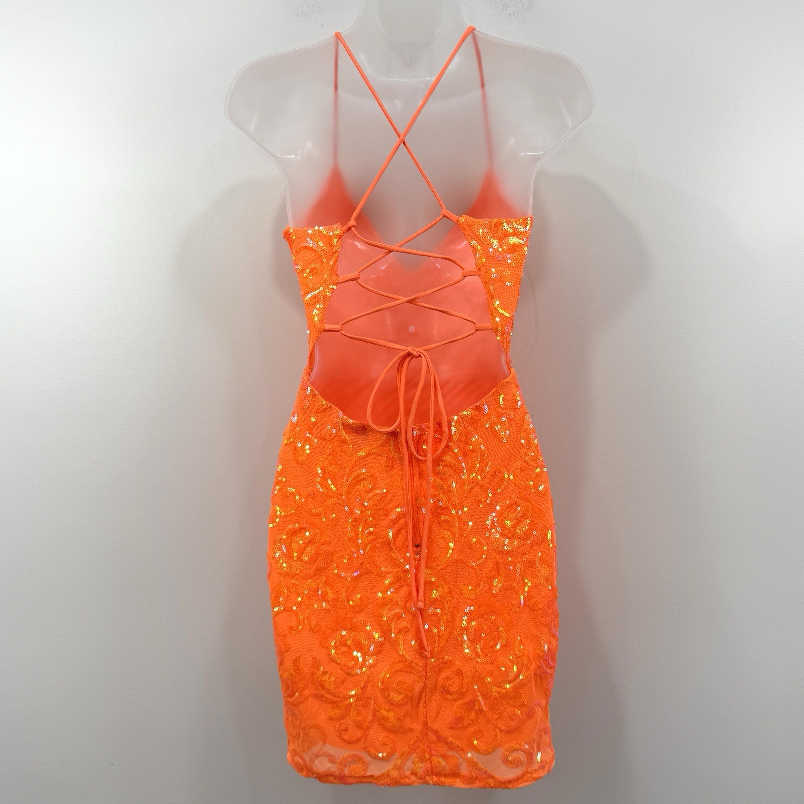 Windsor Serving Sparkle Sequin Lace Up Dress S Babydoll Fairy Mermaid HOCO