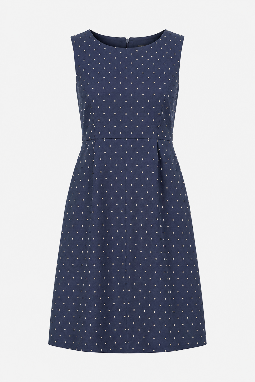 Vintage 1990s Supermodel Navy Polka Dot Sleeveless Dress Medium
