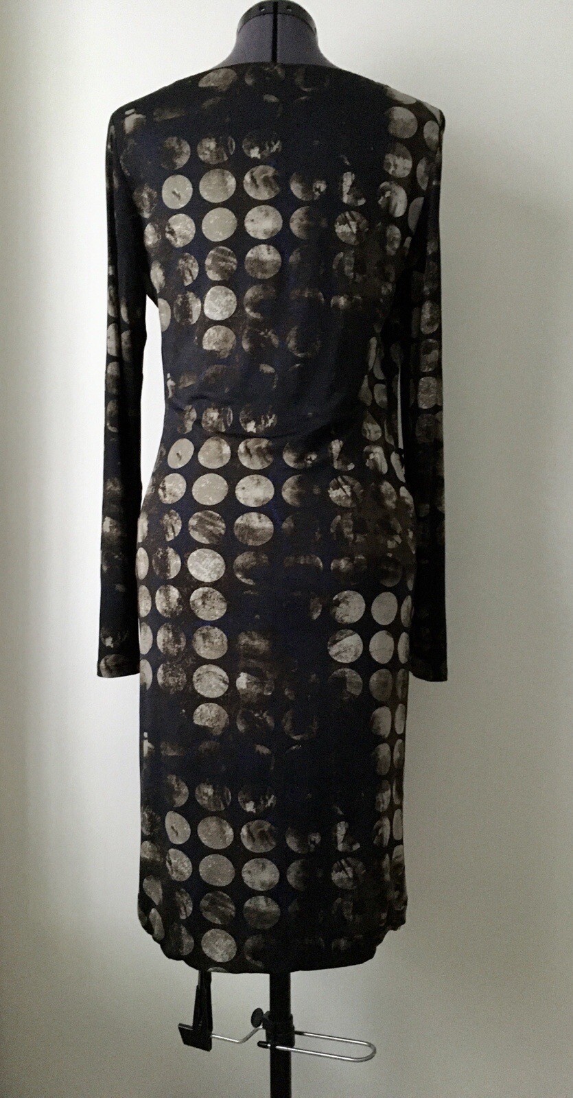 Max Mara Long Navy Brown And Beige Print Dress Size 8