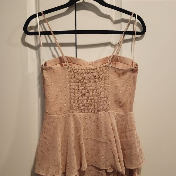 NWOT Yumi Kim – S – Lurex Swiss Dot Bluck Midi Dress pink