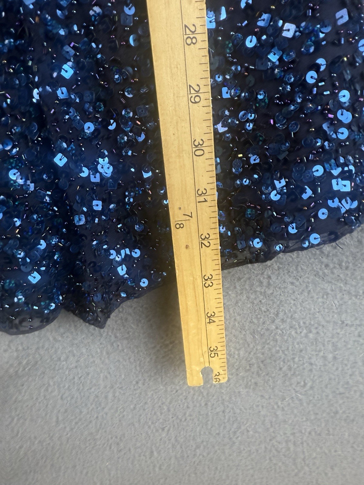 Scala Mini Dress Sequin Vintage Womens Size4 Blue Beaded Lined Pure Silk