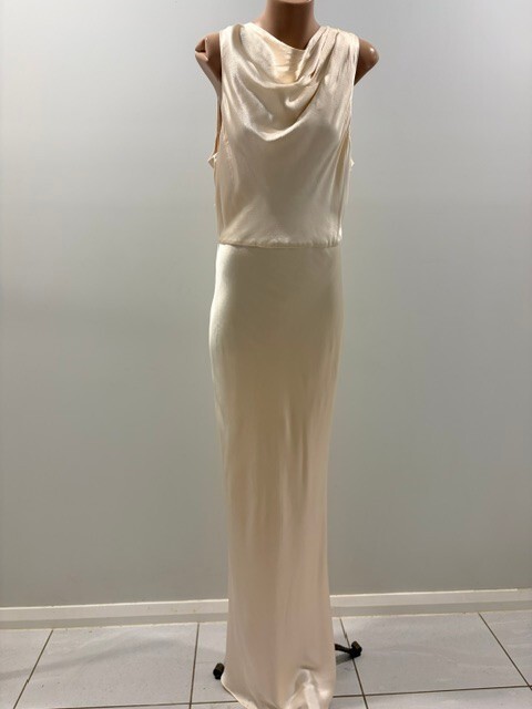 Shona Joy Size 10 La Lune High Neck Bias Maxi Cream Dress NWT $340