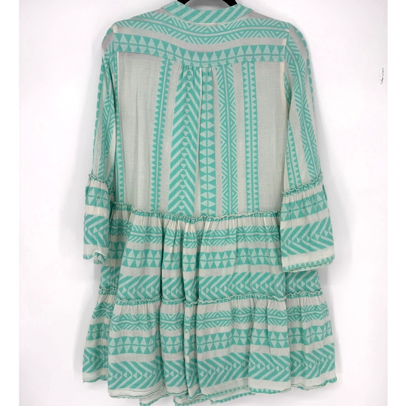 Devotion Twins Embroidered Ella Dress in Aqua Blue and White Cream Size XS