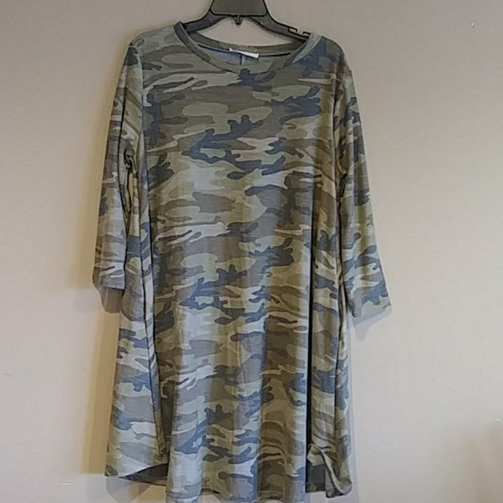 A.GAIN 1X camouflage swing dress 3/4 sleeve NWOT
