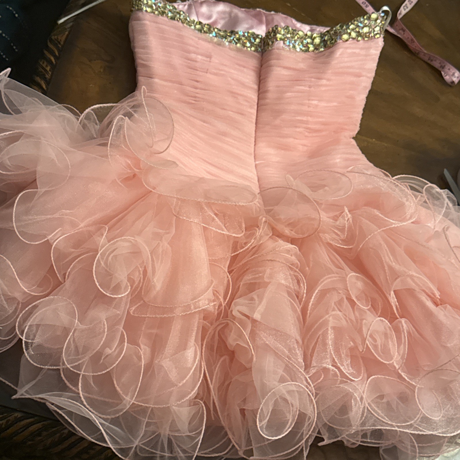 SHERRI HILL Homecoming Prom Formal Bubblegum Pink Ruffle Bow Tutu Dress Size 6