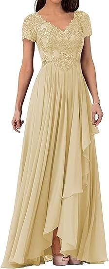 Women’s Floral Lace Appliques Short Sleeve Wedding Guest Evening Dress Sz 12