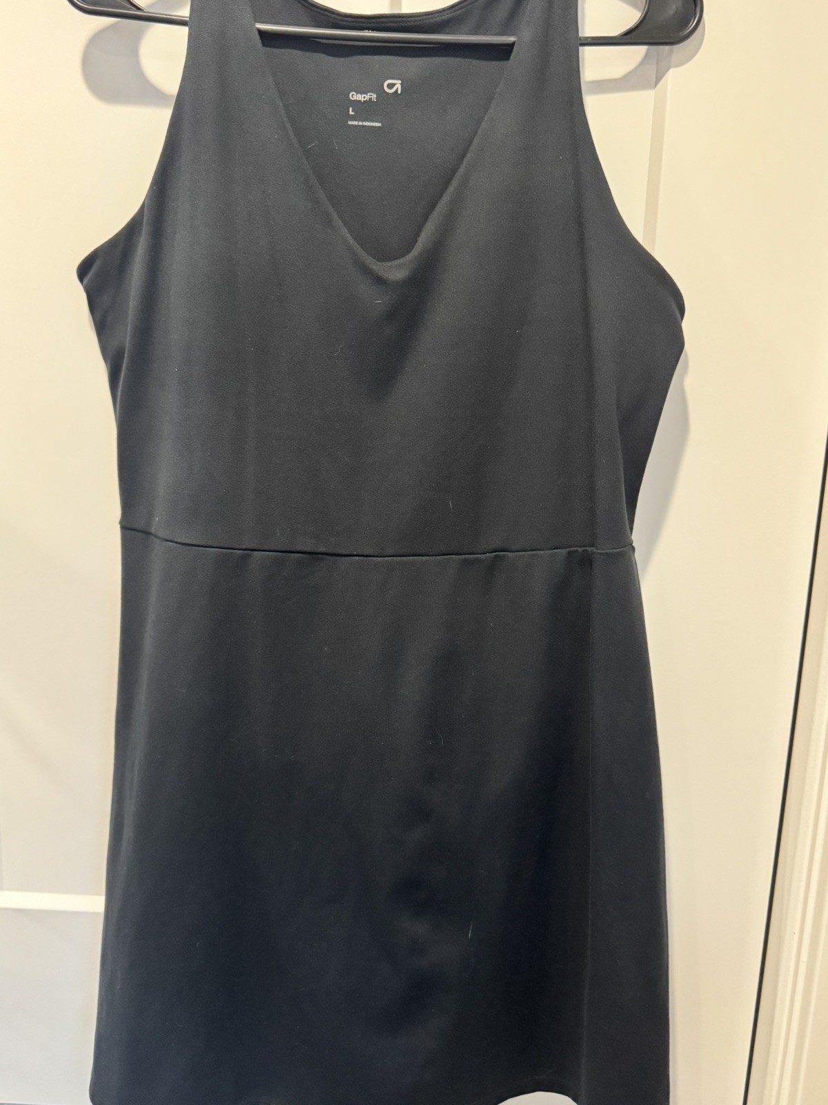GapFit Active Tank Dress Womens L Black Built In Shorts Shelf Bra Athletic