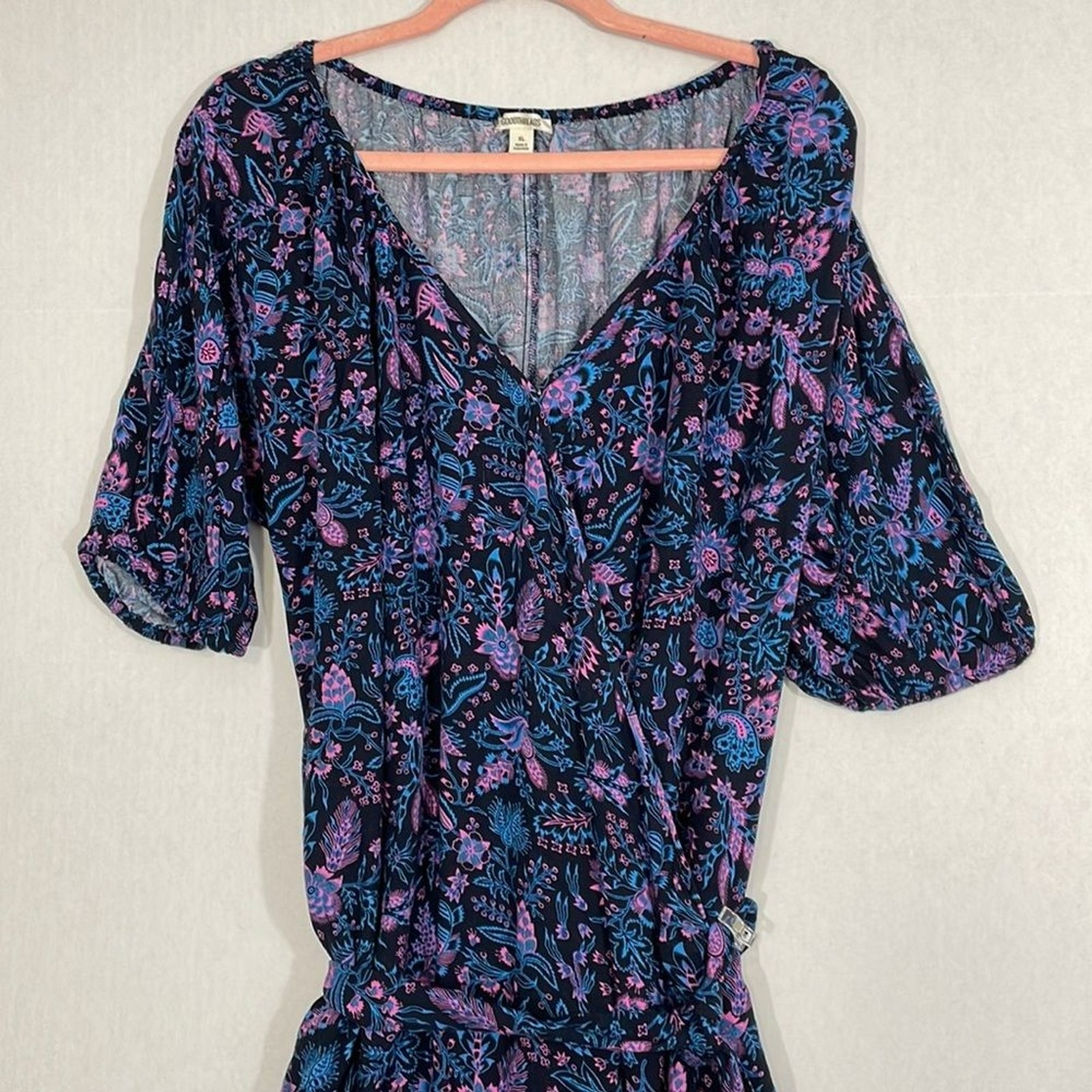Goodthreads Wrap Dress with Pockets NWT Viscose, Multicolor Floral, XL