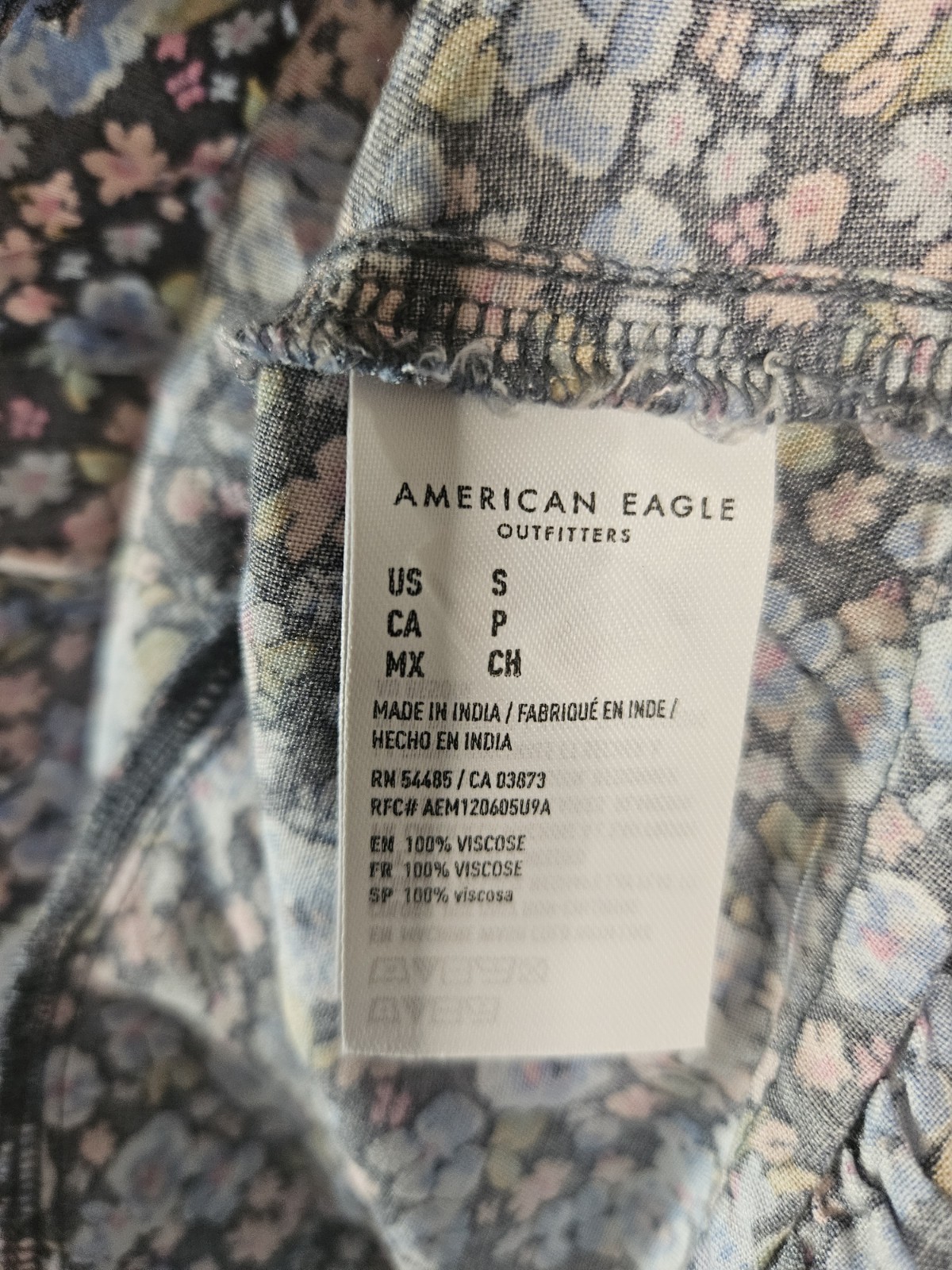 American Eagle Small Mini Dress Blue Floral Cottagecore Back Lace-Up Sweetheart