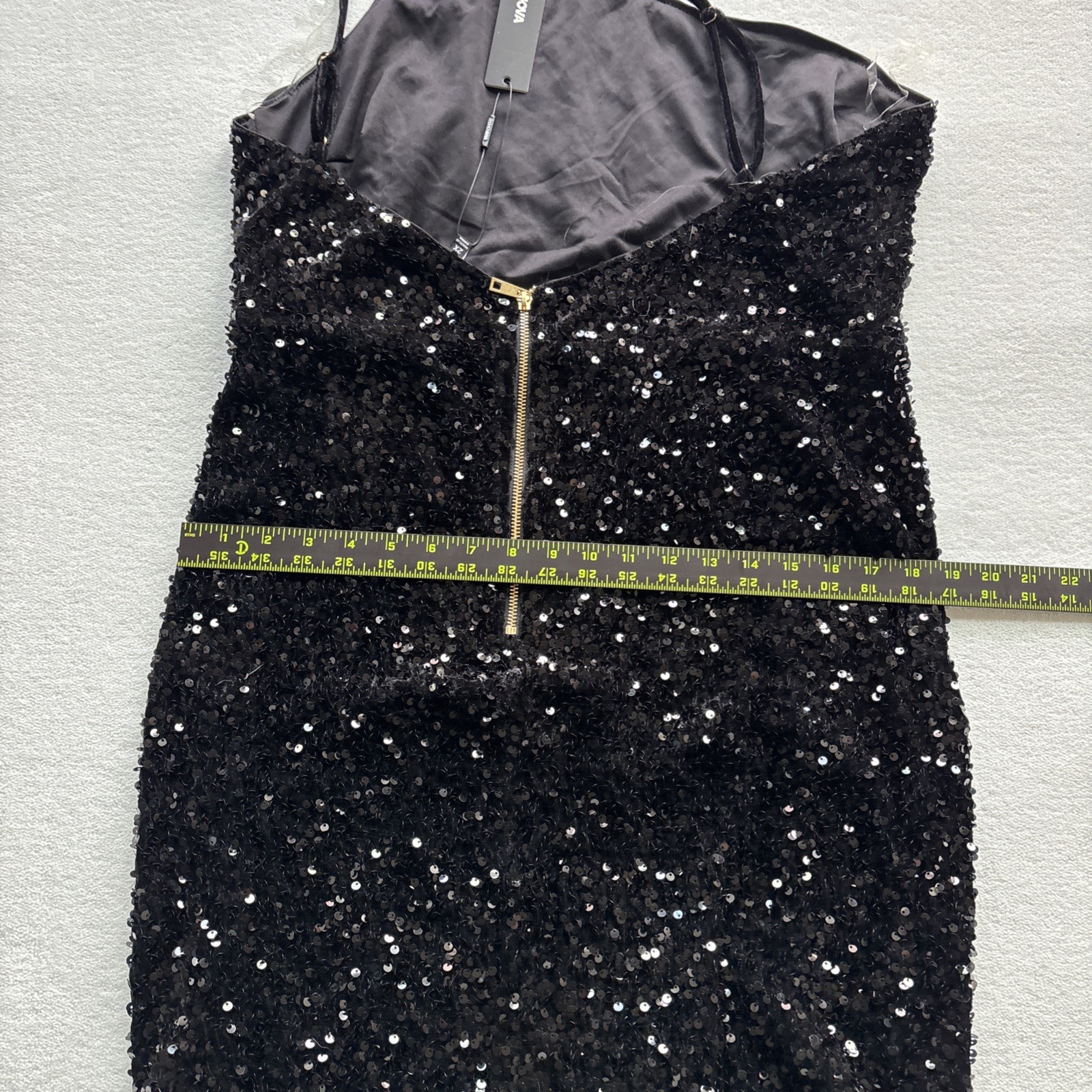 Fashion Nova Forever Shining Sequin Maxi Dress Women 2X Black Halter High Slit