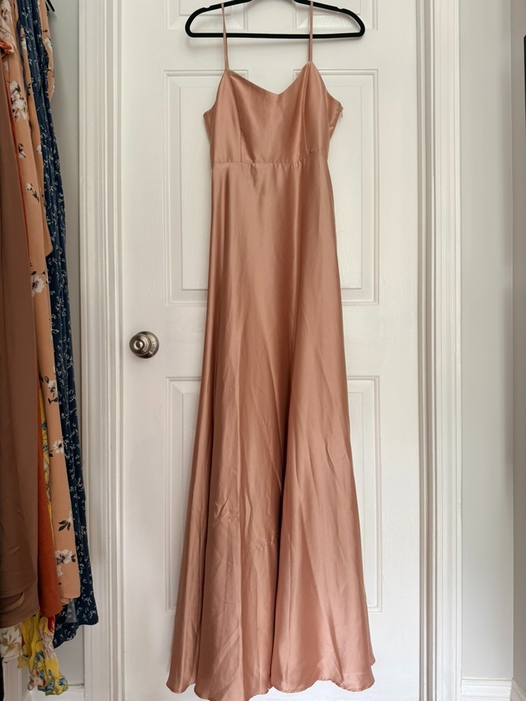 Show Me Your Mumu Faith Maxi Dress Gown In Rose Gold Luxe Satin Size Medium