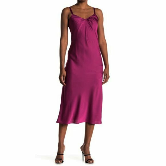 NWT London Times Women’s Shirred V-Neck Cami Midi Slip Dress Size: 8,10,12