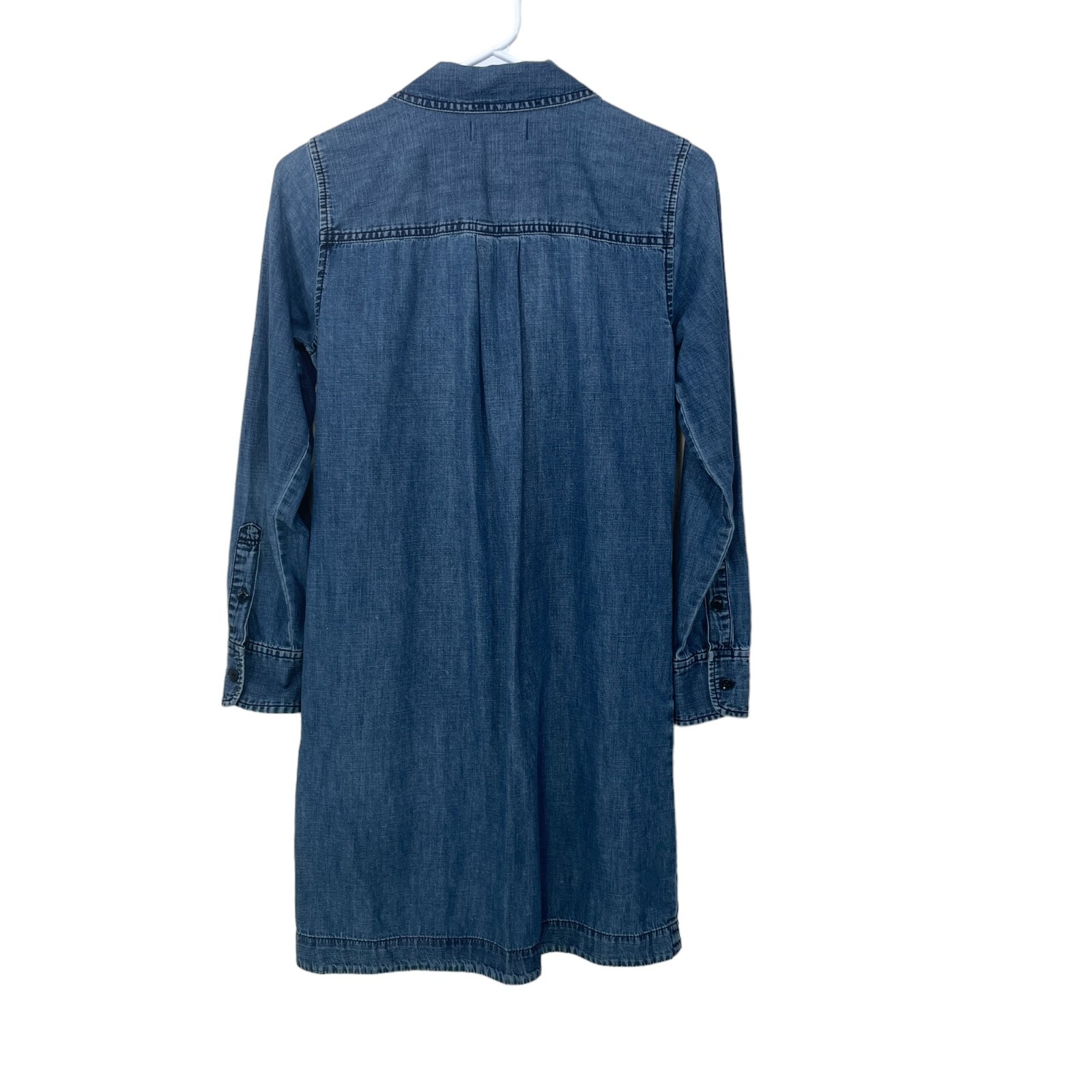 Madewell Size XS Blue Denim Chambray Shirt Dress Long Sleeve Side Pockets