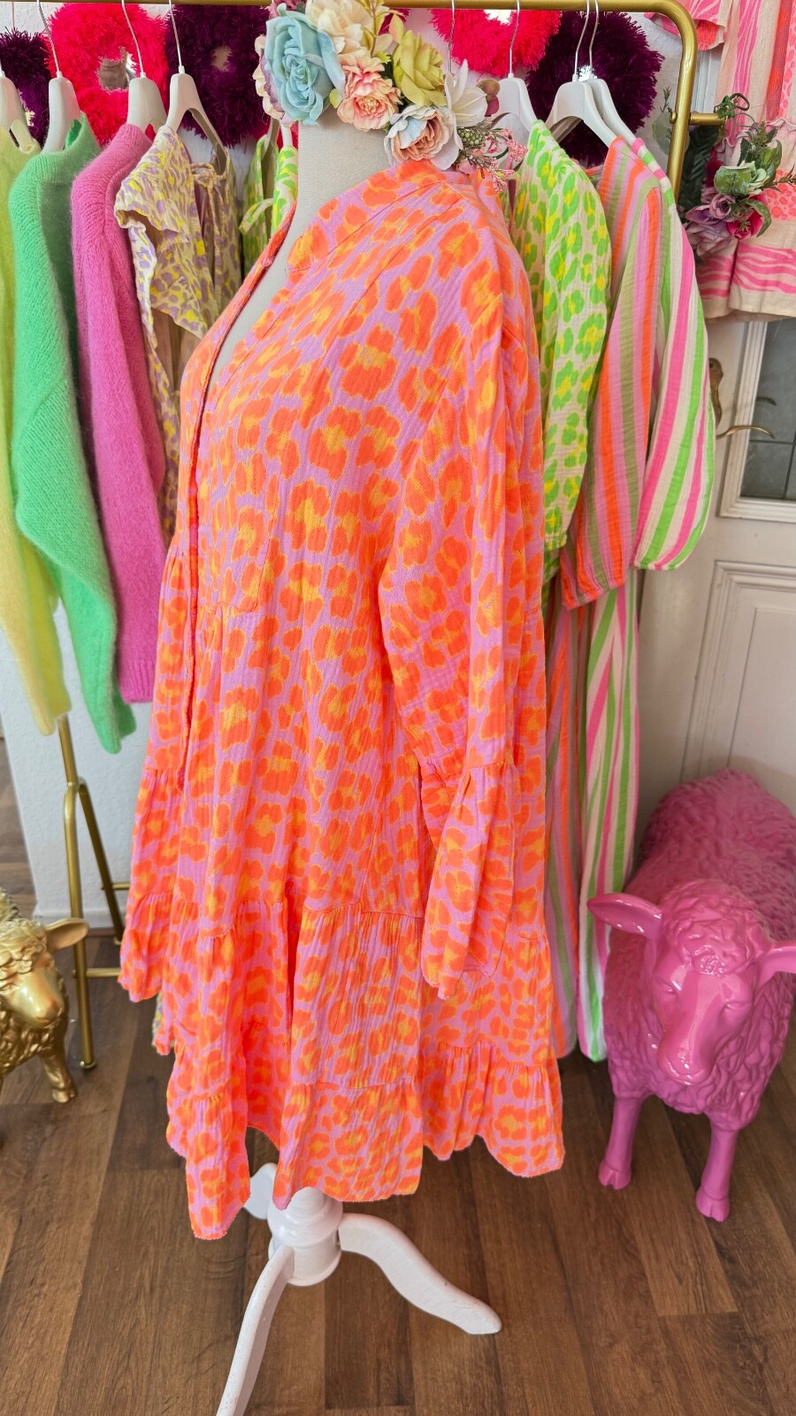 Muslin dress smock blouse onesize 38 40 42 Leo orange lilac yellow
