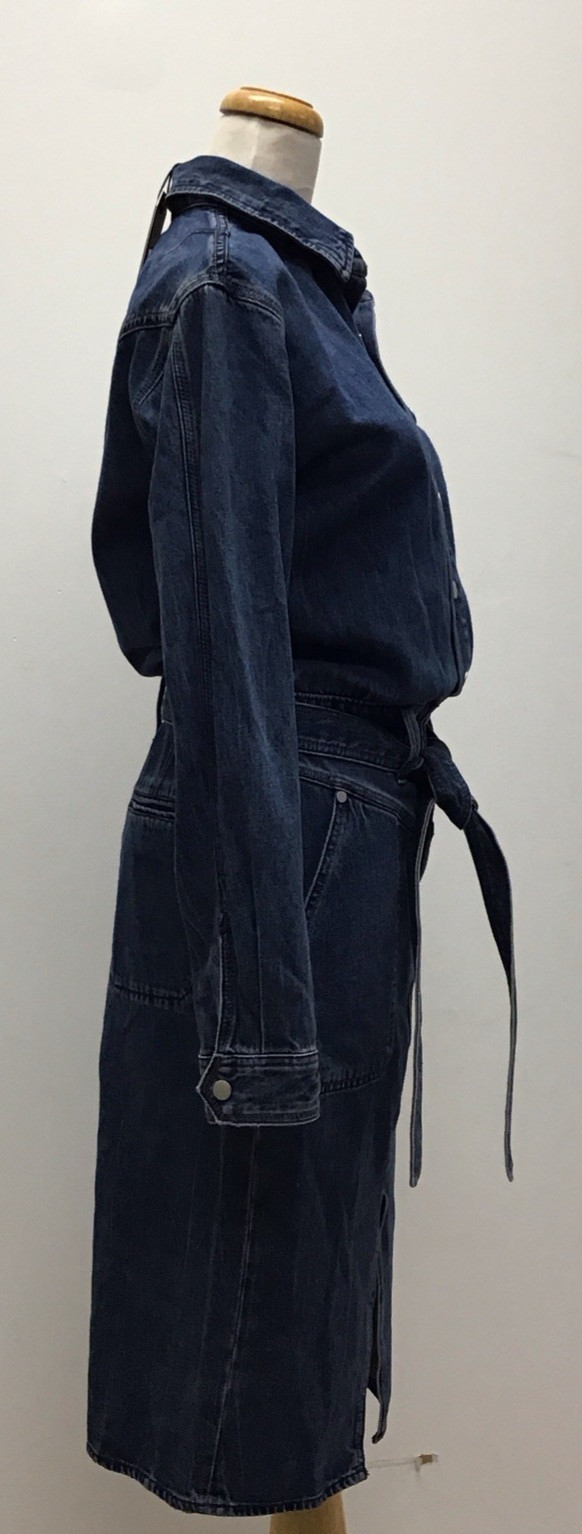 NWT Rag & Bone Mia Belted Midi Jeans Dress in Medium/Dark Wash Blue Size S/P